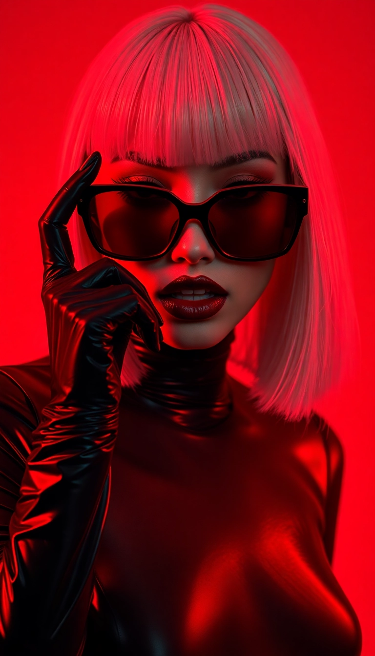 iPhone Surreal Y2K Woman Fashion Model in Black and Red Photogenic Wallpaper
